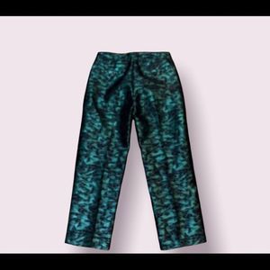 J Crew Green Metallic Cropped Pattern Pants  Size 4